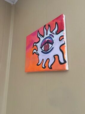 Surreal Eye Canvas Art - Bright Orange & Pink Gradient